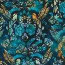 Charming Hummingbird Batik SRK-23198-77 Blueberry by Studio RK for Robert Kaufman Fabrics.