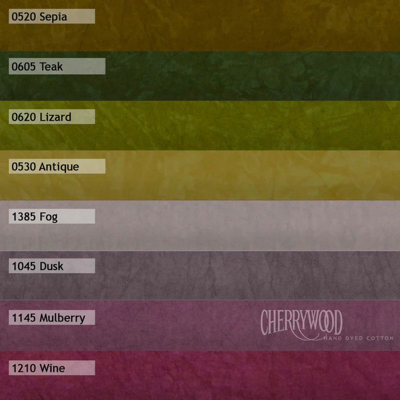 Cherrywood Hand Dyed Fabric 8-Step Fat Quarter Bundle Desert Dusk.