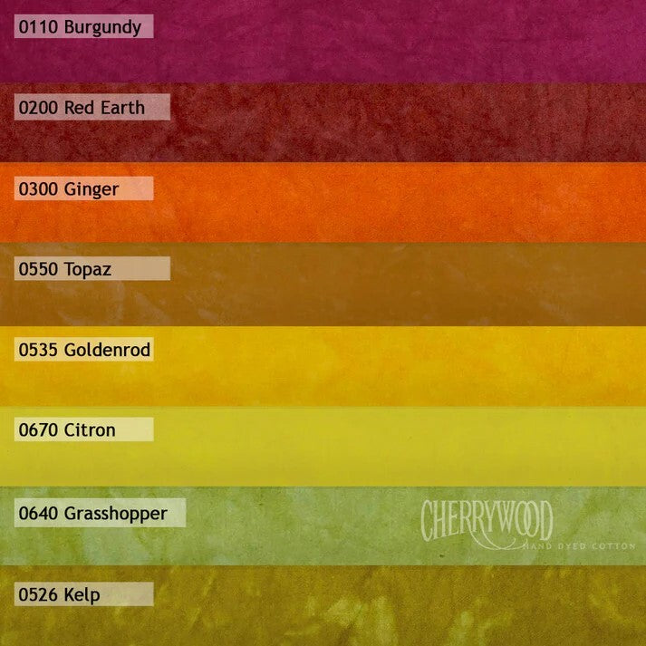 Cherrywood Hand Dyed Fabric 8-Step Fat Quarter Bundle Trailhead.
