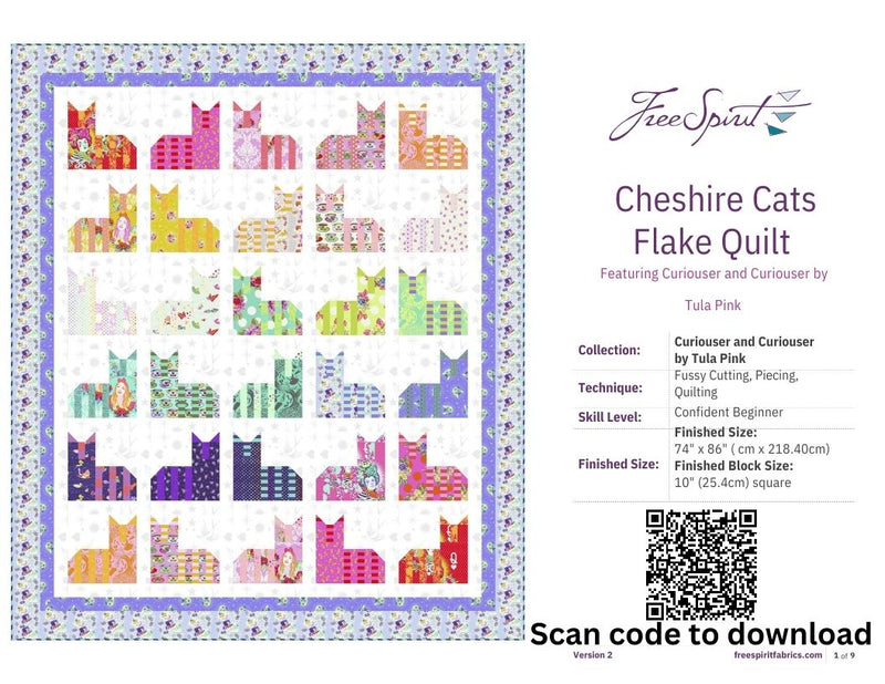 pattern cover of cheshire cats flake quilt pattern