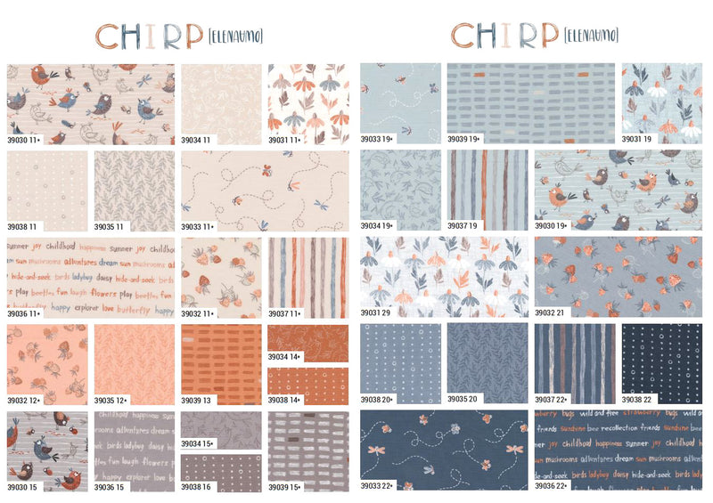 Chirp Fat Quarter Bundle 39030AB by Elena Amo for Moda