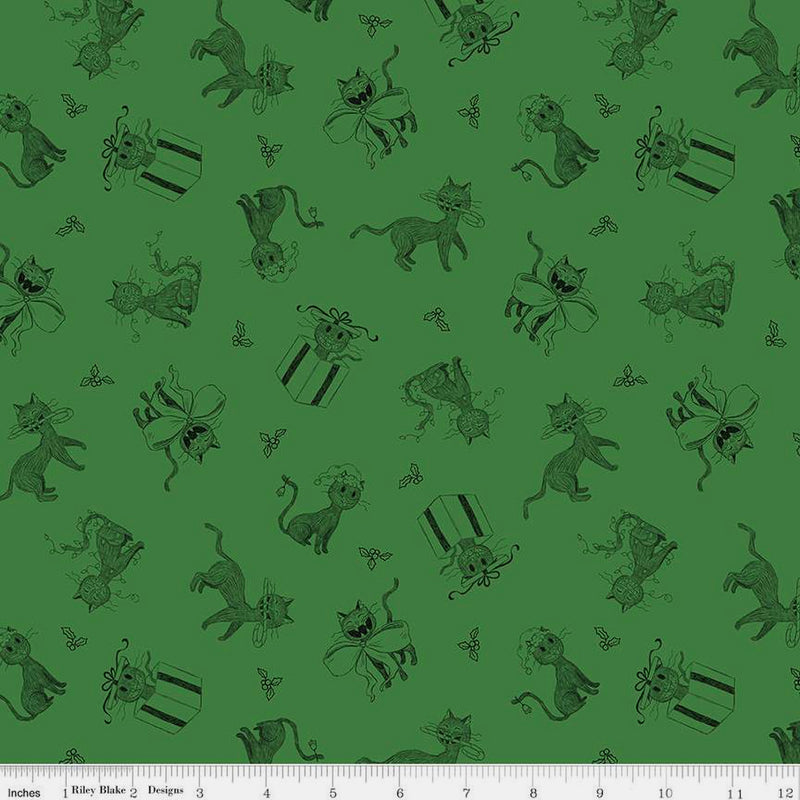 Christmas with Scaredy Cat C13532-GREEN Toss by Amanda Niederhauser for Riley Blake Designs
