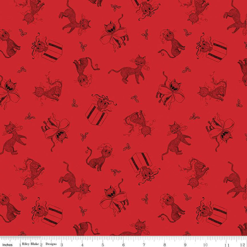 Christmas with Scaredy Cat C13532-RED Toss by Amanda Niederhauser for Riley Blake Designs