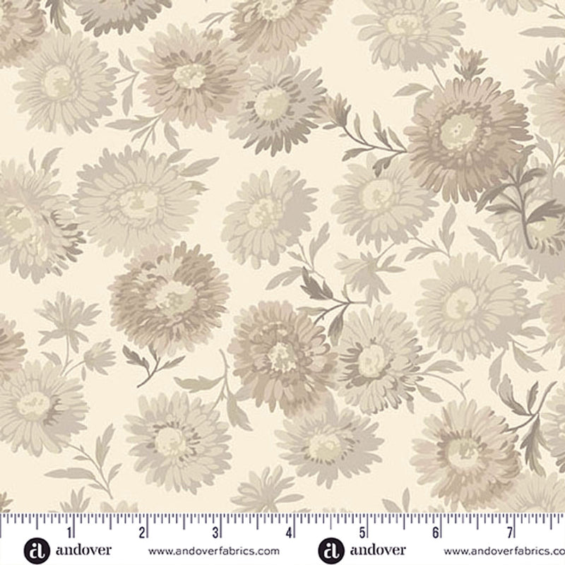 Chrysanthemum 108" AW-1680-C Dove by Edyta Sitar for Andover Fabrics