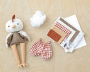 Clarence Chicken Doll kit showing contents and doll and bloomers