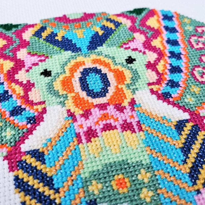 Close Up of Mandala Elephant Cross Stitch Pattern