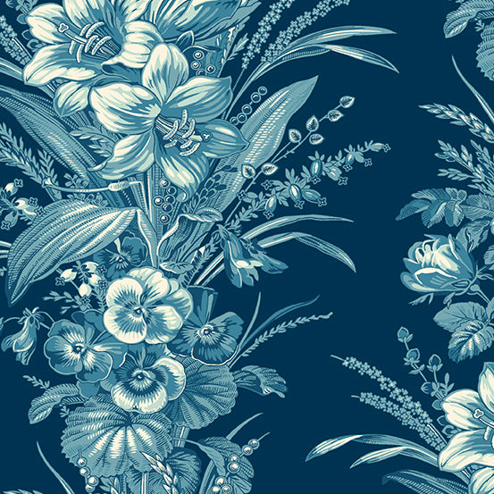 Cocoa Blue A-725-B Liberty Amaryllis by Edyta Sitar for Andover
