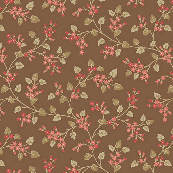 Cocoa Pink A-598-NE Clay Flower Vine by Edyta Sitar for Andover Fabrics