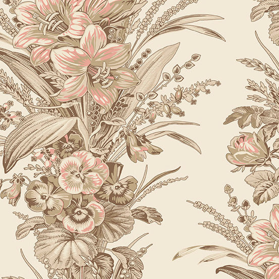 Cocoa Pink A-725-LE Parchment Amaryllis by Edyta Sitar for Andover Fabrics