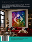 Back cover of Color Compass pattern booklet, featuring a large quilt hanging above a red sofa in a living room, with text at the top and a teal footer containing a barcode and publisher information.