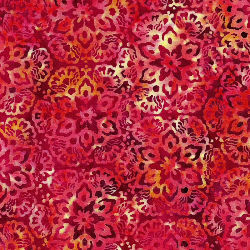 Copper Patina Batik 112340380 Hexagon Red Redwood by Island Batik