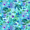 Coral Reef DP28877-66 Turtle & Fish Turq Multi by Deborah Edwards and Melanie Samra for Northcott