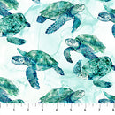 Coral Reef DP28878-10 Turtles White Multi by Deborah Edwards and Melanie Samra for Northcott