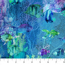 Coral Reef DP28879-48 Fish Navy Multi by Deborah Edwards and Melanie Samra for Northcott