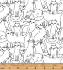 Cosmo Cats 16133-09 White/Black Outline Cats by Terry Runyan for Benartex