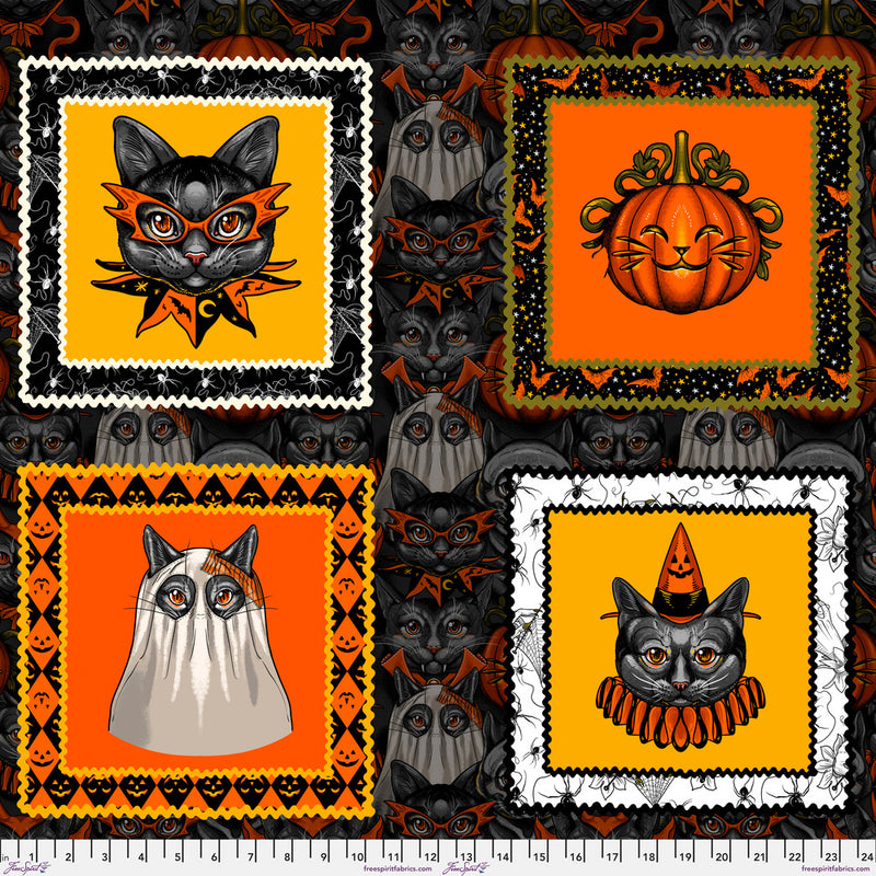 Costumes & Cobwebs Panel PWRH122.PANEL Cat Costumes by Club Hauer for FreeSpirit
