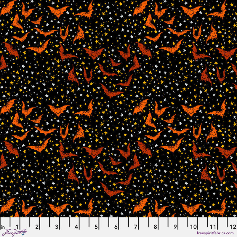 Costumes & Cobwebs PWRH114.BLACK Ditsy Bats by Club Hauer for FreeSpirit