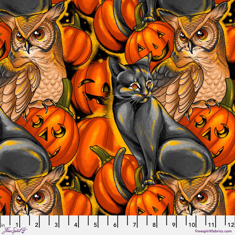 Costumes & Cobwebs PWRH121.ORANGE Pumpkin Party by Club Hauer for FreeSpirit