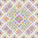 Colorful Cotton Candy quilt pattern with geometric and floral designs.