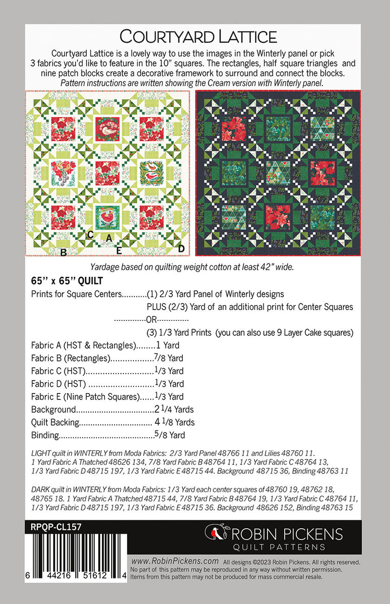 Courtyard Lattice Robin Pickens Patterns Back Cover