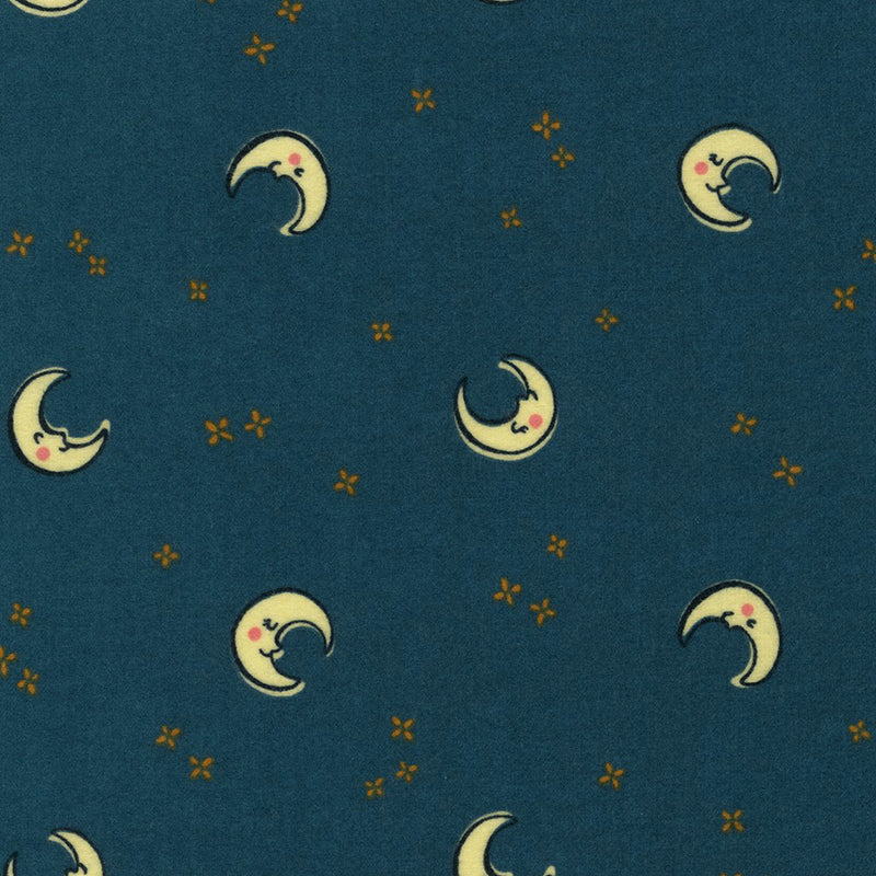 Cozy Cotton Flannel - Over the Moon SRKF-21892-77 Blueberry by Studio RK for Robert Kaufman Fabrics