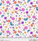 Crazy Kitties CKIT 5609 W Flower Patch Toss by Jeremiah Ketner for P&B Textiles
