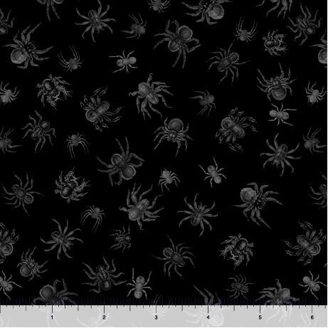 Creepsville 30207-J Black Spider Toss by Morris Creative Group for QT Fabrics