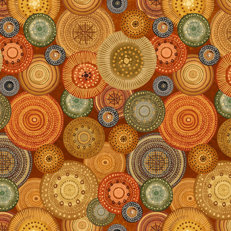 Crow-mazing 3440-35 Rust Large Medallions by Jan Mott for Henry Glass.
