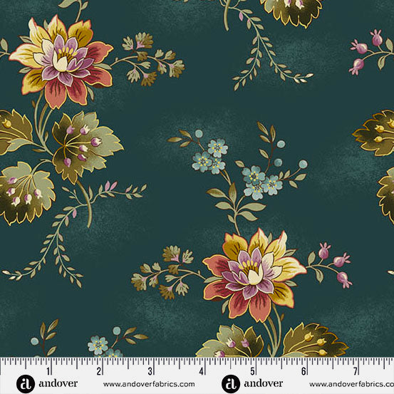 Dahlia 108" AW-1390-T Dusk Cardinal Flower by Edyta Sitar for Andover Fabrics