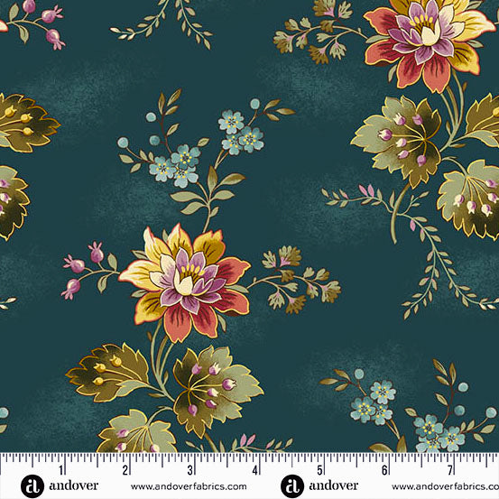 Dahlia A-1373-T Dusk Cardinal Flower by Edyta Sitar for Andover Fabrics