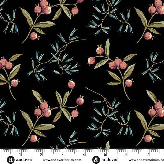 Dahlia A-1375-K Dusk Coralberry by Edyta Sitar for Andover Fabrics