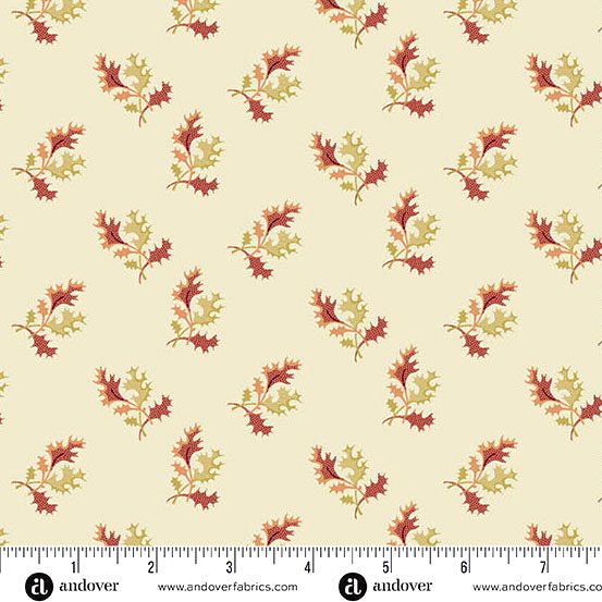 Dahlia A-1377-L Dawn Holly Berry by Edyta Sitar for Andover Fabrics