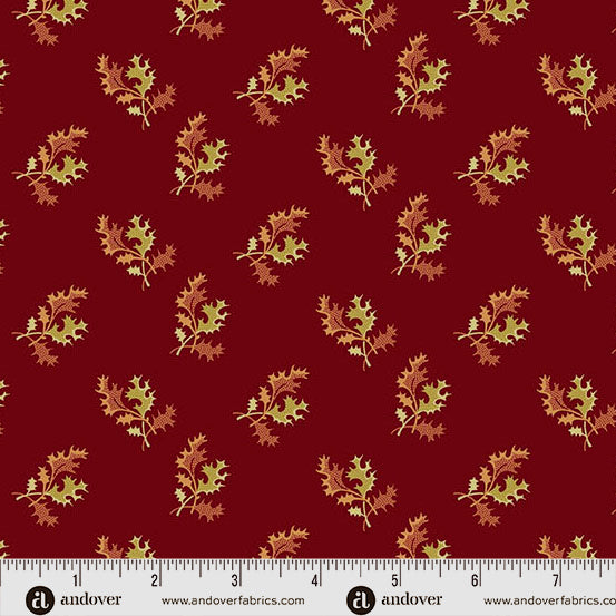 Dahlia A-1377-R Cranberry Holly Berry by Edyta Sitar for Andover Fabrics