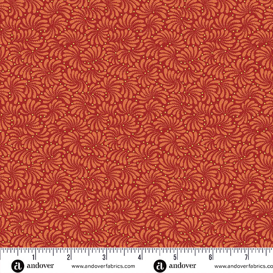 Dahlia A-1378-R Blood Orange Sagebrush by Edyta Sitar for Andover Fabrics