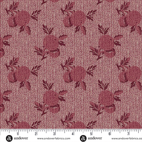 Dahlia A-1379-P Wine Crab Apple by Edyta Sitar for Andover Fabrics