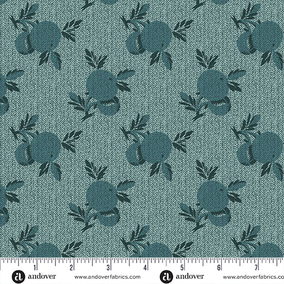 Dahlia A-1379-T Denim Crab Apple by Edyta Sitar for Andover Fabrics