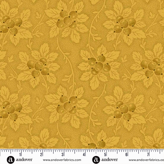 Dahlia A-1381-V Fool's Gold Tree Berry by Edyta Sitar for Andover Fabrics