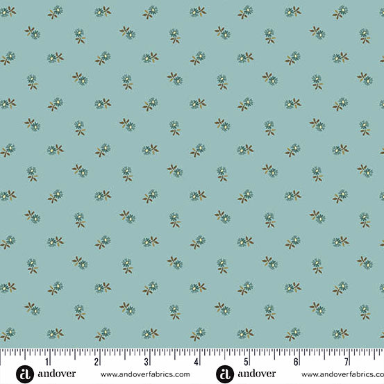 Dahlia A-1383-LB Sky Blue Pincushion Flower by Edyta Sitar for Andover Fabrics