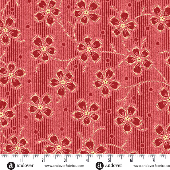 Dahlia A-1388-E Cardinal Dianthus by Edyta Sitar for Andover Fabrics