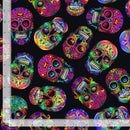 Day of the Dead FUN-CD3604 BLACK Sugar Skulls by Timeless Treasures