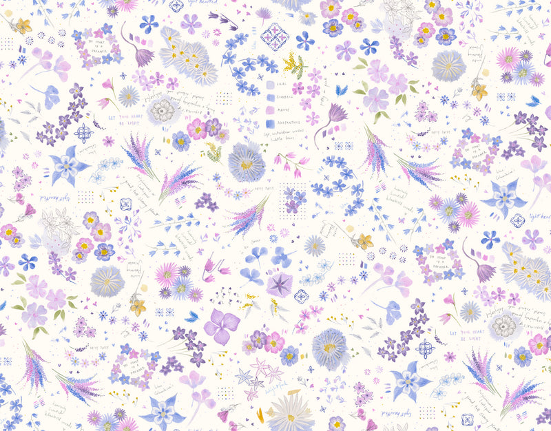 Delphinium 24659-11 Snowdrop Collage by Janet Clare for Moda
