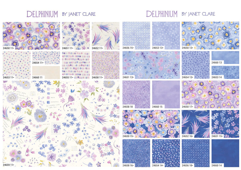 Delphinium Fat Quarter Bundle 24650AB by Janet Clare for Moda