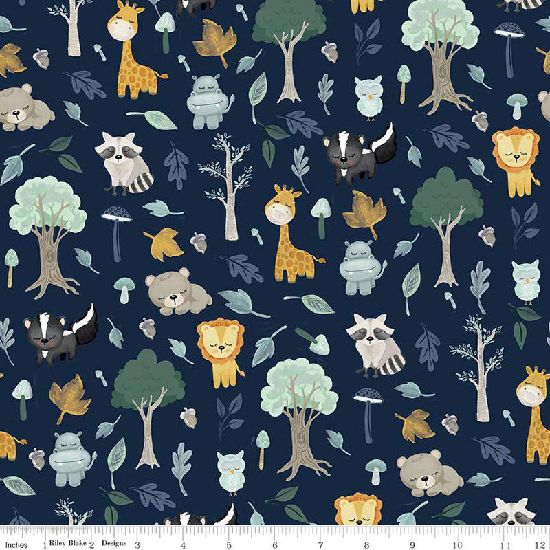 It's A Boy Flannel F13903-NAVY Baby Animals by Echo Park Paper Co. for Riley Blake Designs