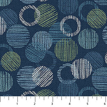 Dots & Dashes Flannel F27282-49 Navy Circle & Dots by Northcott Studio for Northcott