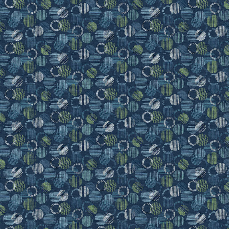 Dots & Dashes Flannel F27282-49 Navy Circle & Dots by Northcott Studio for Northcott