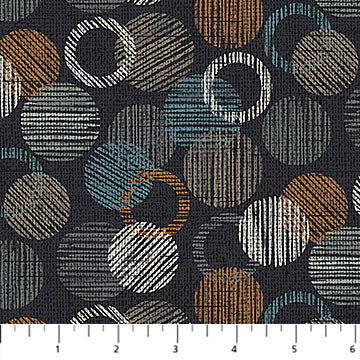 Dots & Dashes Flannel F27282-99 Black Circle & Dots by Northcott Studio for Northcott