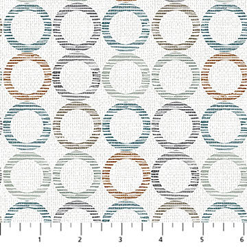 Dots & Dashes Flannel F27283-91 Gray Rust Circles by Northcott Studio for Northcott