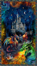 Dragon Kingdom Panel 54805DP-1 Midnight A Dragon's Castle by Whistler Studios for Windham Fabrics