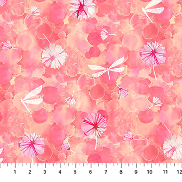 Dragonfly Dreams DP24830-51 Peach Multi Floral and Dragonfly by Deborah Edwards for Northcott