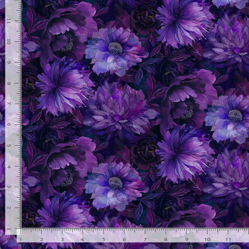 Dragonfly Mist NATURE-CD3893 VIOLET Large Floral by Timeless Treasures